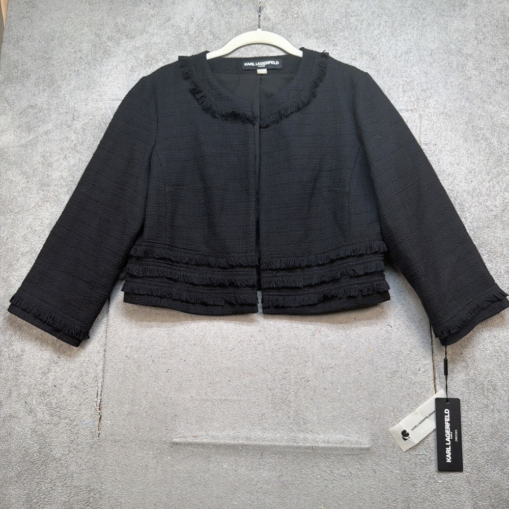 Karl Lagerfeld Paris Cropped Black Blazer Womens Medium‎ Evening Formal